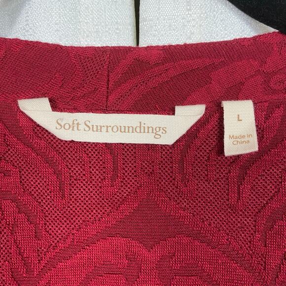 Soft Surroundings Red Damask V Neck Maxi Dress Sz.L - Picture 5 of 11